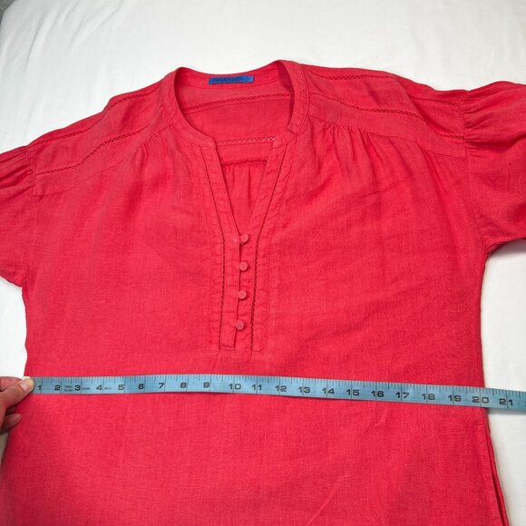 J Mclaughlin Nylee Linen Mini Dress 3/4 sleeve Pockets Coral Rose Pink Small - Picture 6 of 12